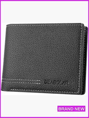 Slim PU Leather Wallet Classic Bifold Design RFID Blocking Travel Essential